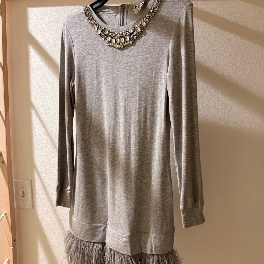 Haute Hippie Gray Dress with Embellished Detail